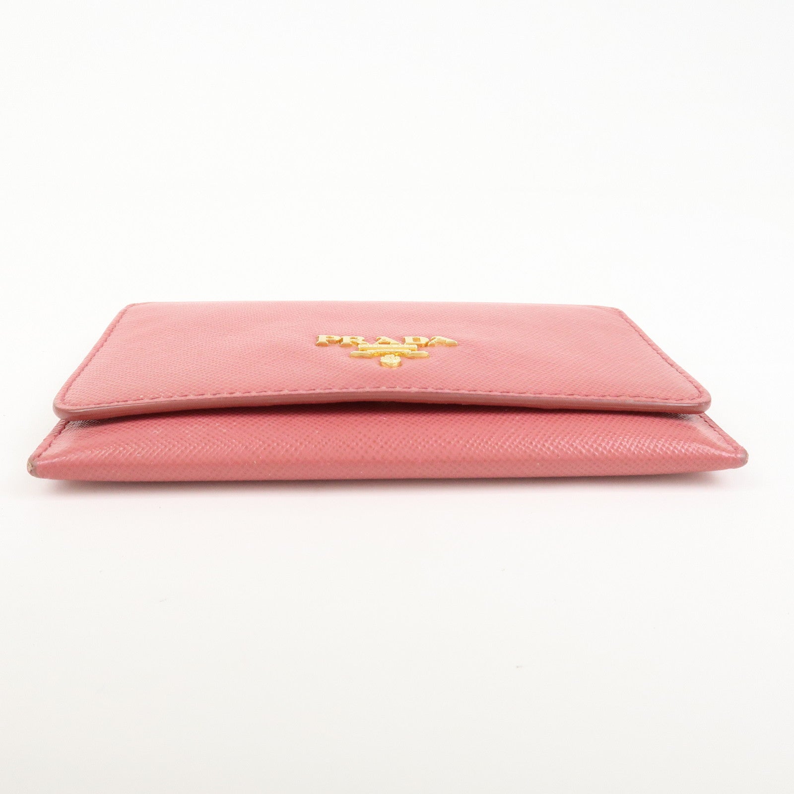 PRADA Logo Saffiano Leather Card Case Card Holder Pink 1M1362