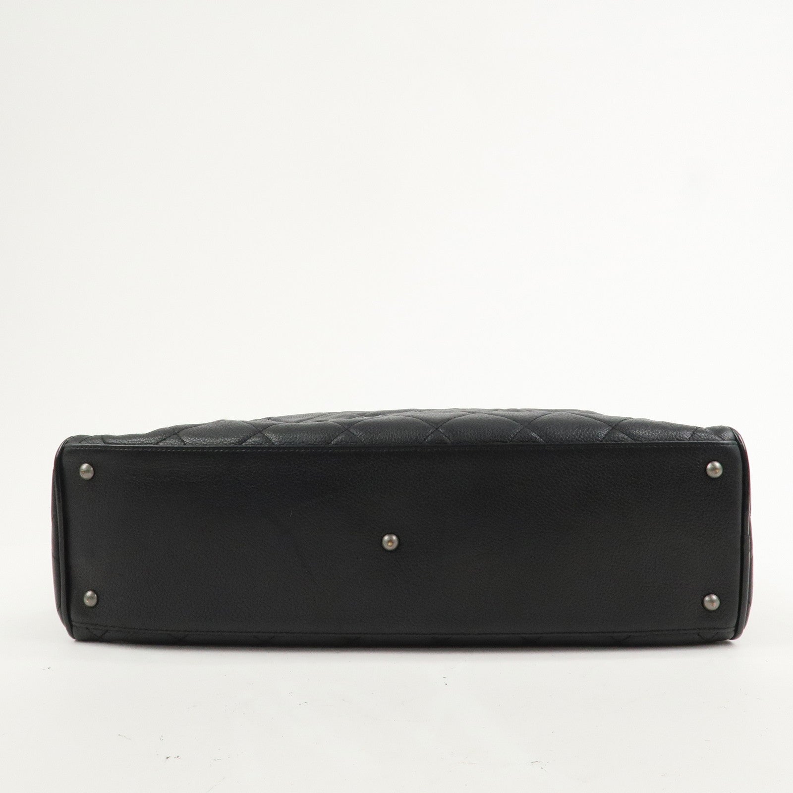 CHANEL Matelasse Leather Boston Bag Bowling Bag Black A15685