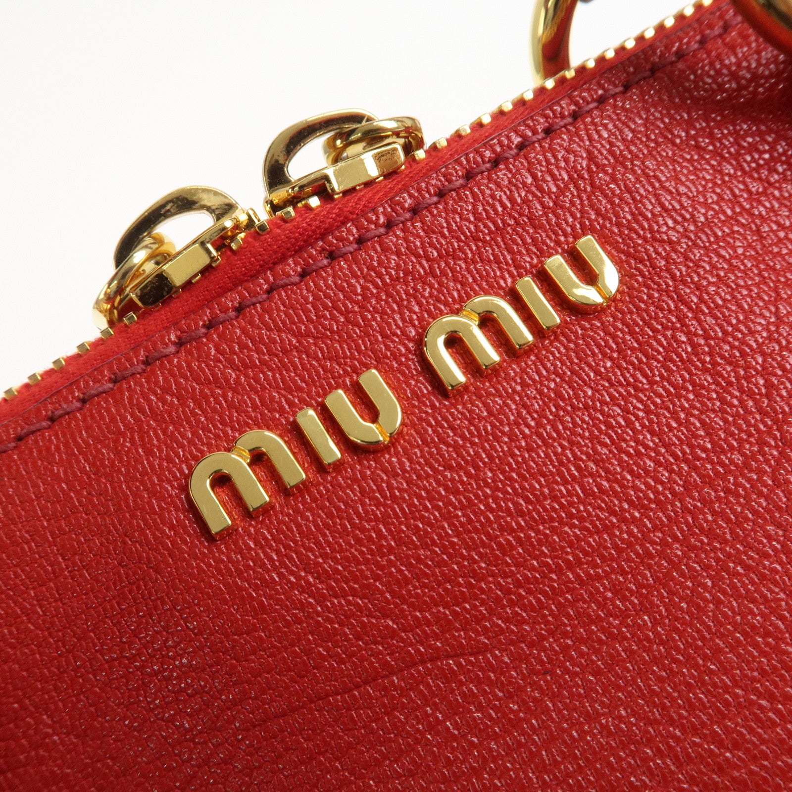 MIU MIU Logo Leather 2Way Bag Hand Bag Shoulder Bag Red RL0060