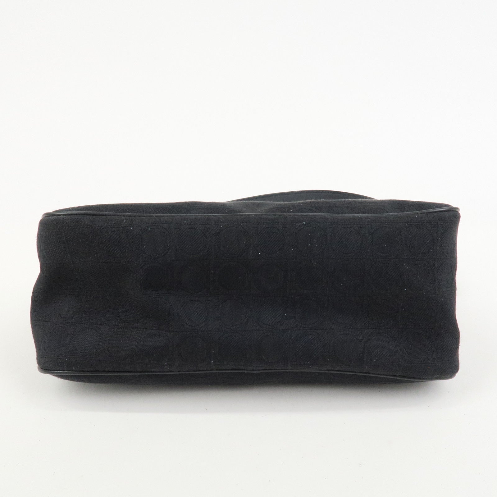 Ferragamo Gancini Canvas Leather Shoulder Bag Hand Bag Black