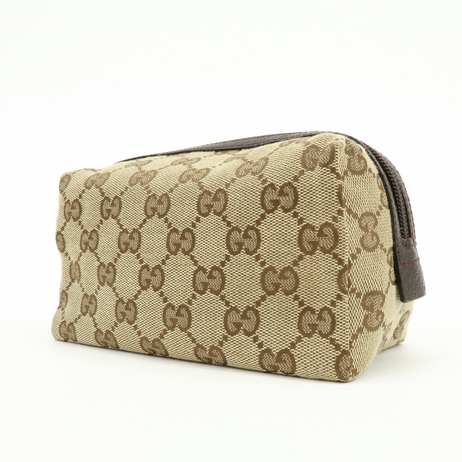 GUCCI GG Monogram Canvas Cosmetic Pouch Beige Brown 29595