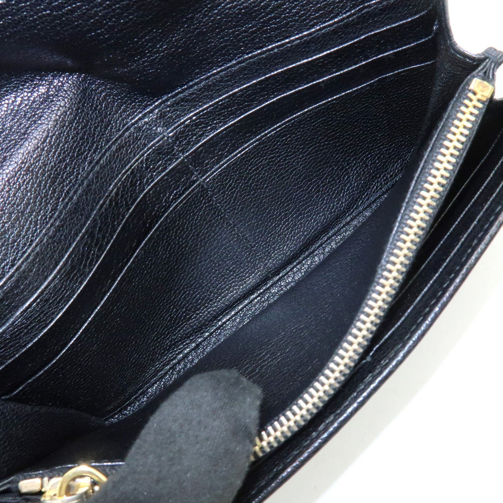 MIU MIU Logo Leather Studs Flap Long Wallet Black 5M1109