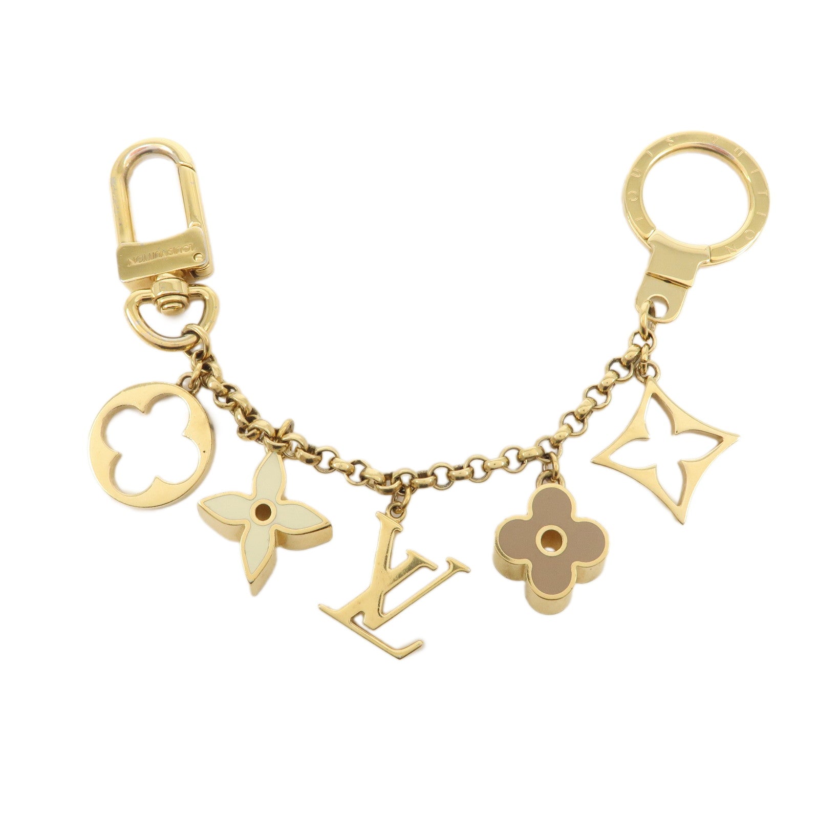 Louis Vuitton Fleur de Monogram Bag Charm Key Chain Gold M65111