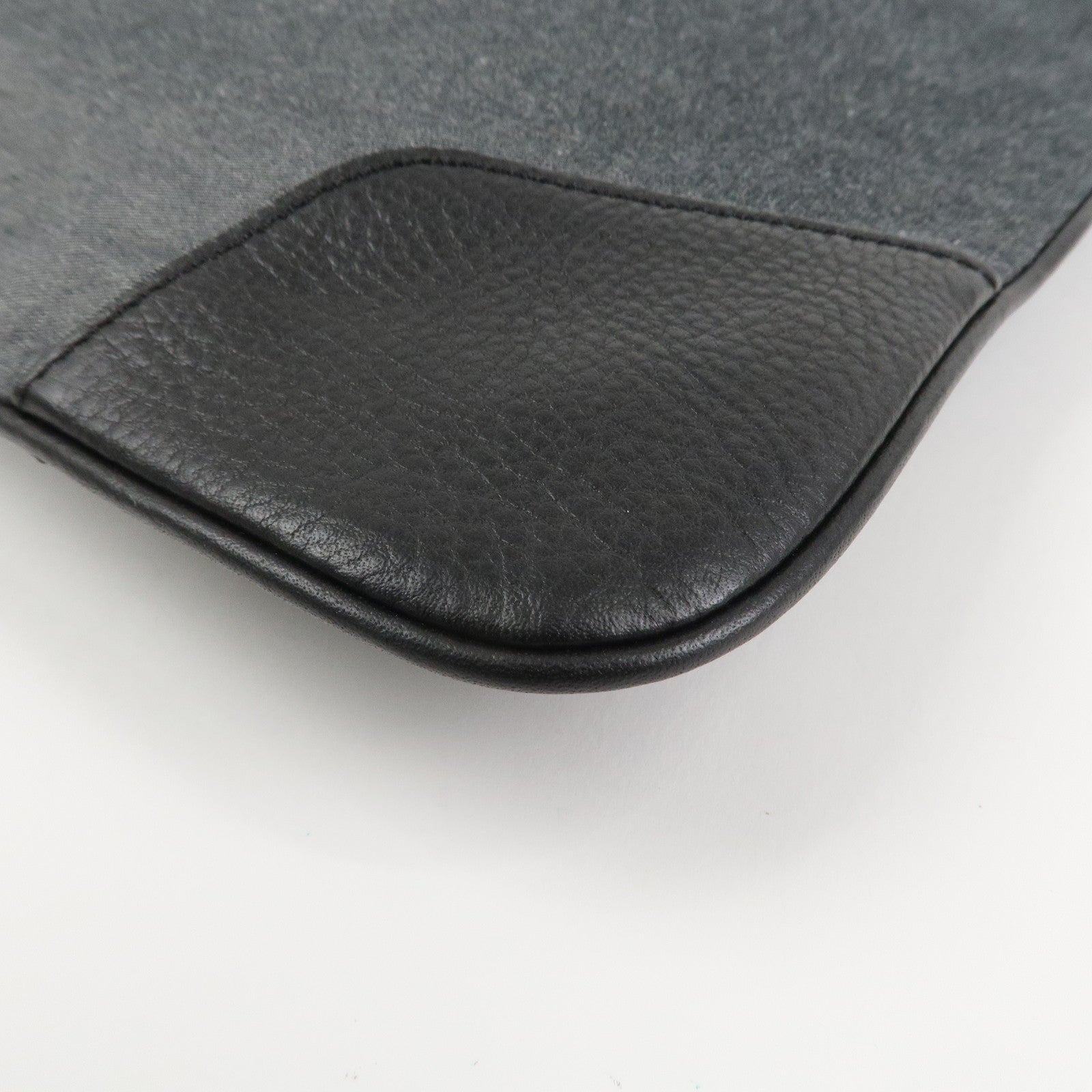 BURBERRY Logo Leather Canvas Tote Bag Black Grey