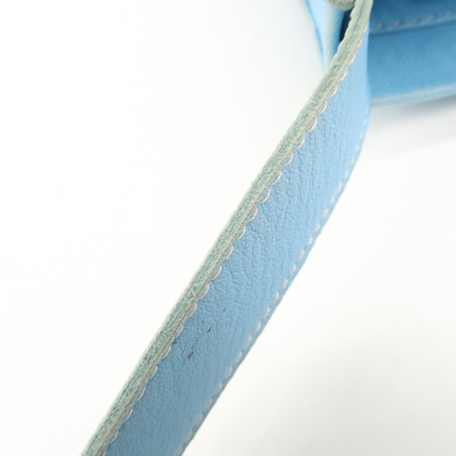 HERMES Lamb Skin Clou de Selle Shoulder Bag Crossbody Bag Blue