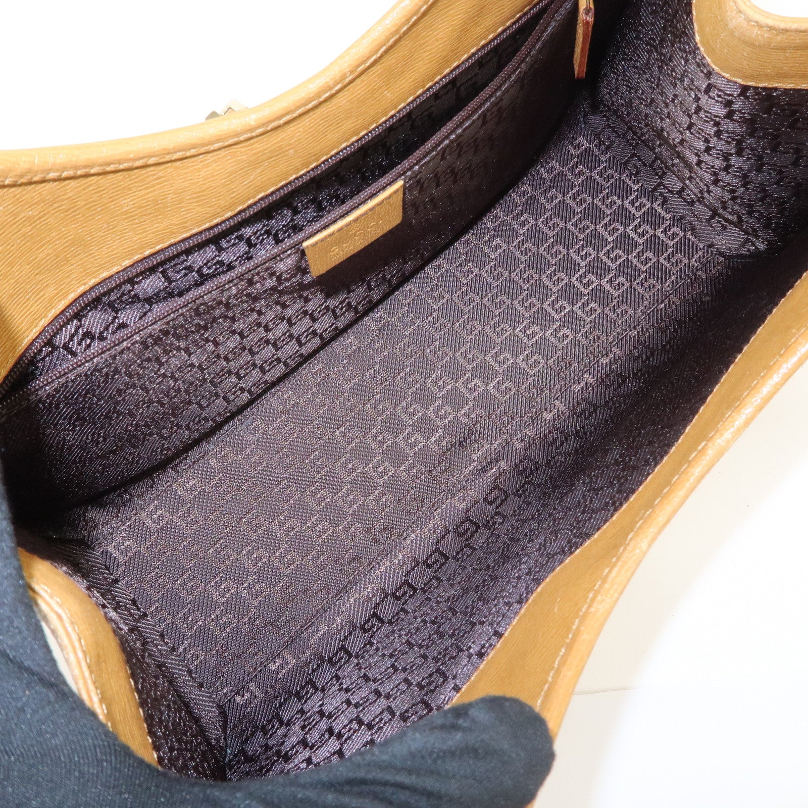 GUCCI Jackie Leather Shoulder Bag Hand Bag Beige 002.1067