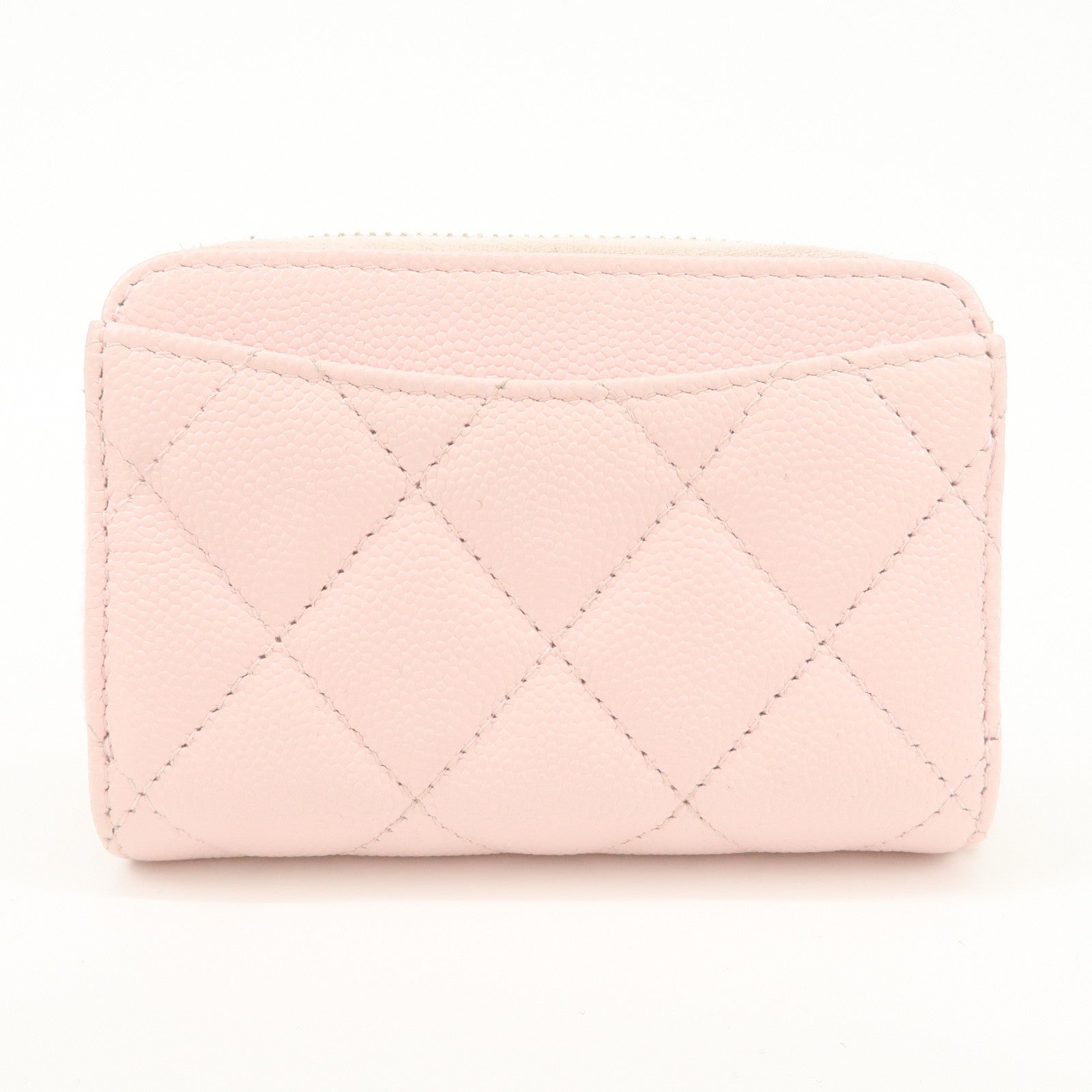 CHANEL Time Classic Matelasse Caviar Skin Zippy Coin Purse Pink AP0216 Used
