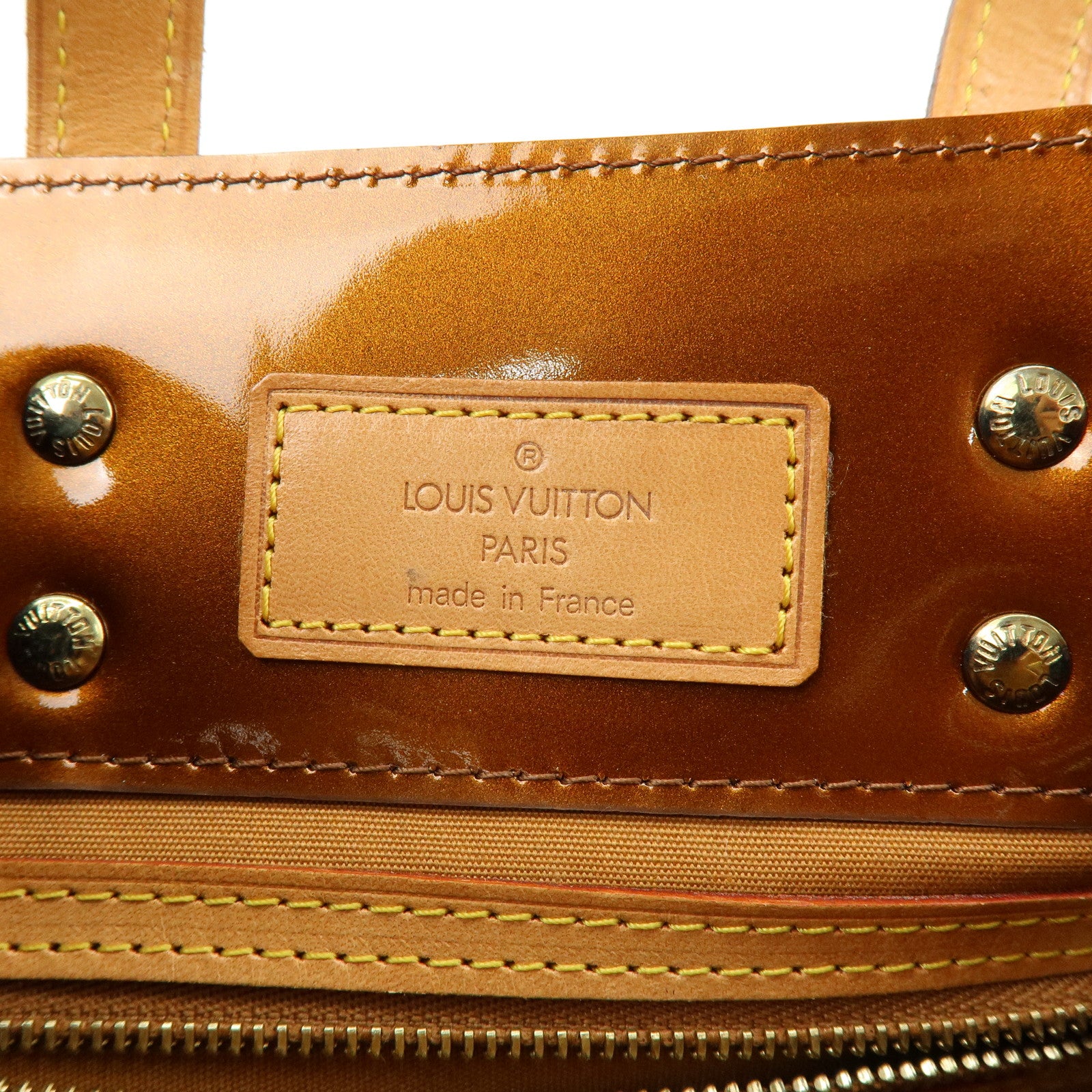 Louis Vuitton Monogram Vernis Reade PM Hand Bag Bronze M91146