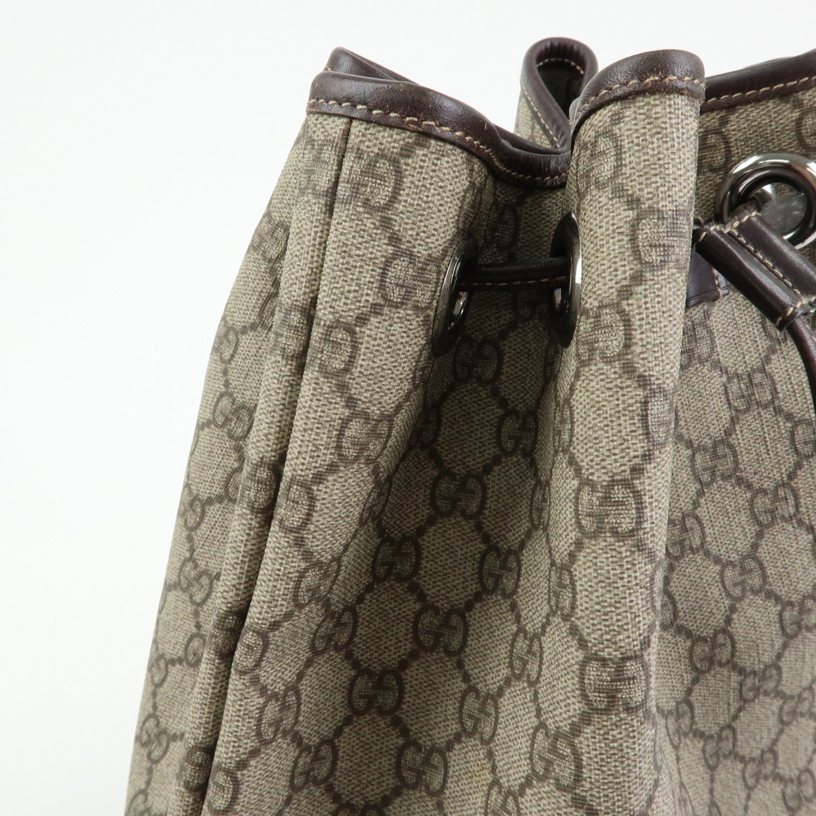 GUCCI GG Supreme Leather Backpack Rucksuck Beige Brown 189745
