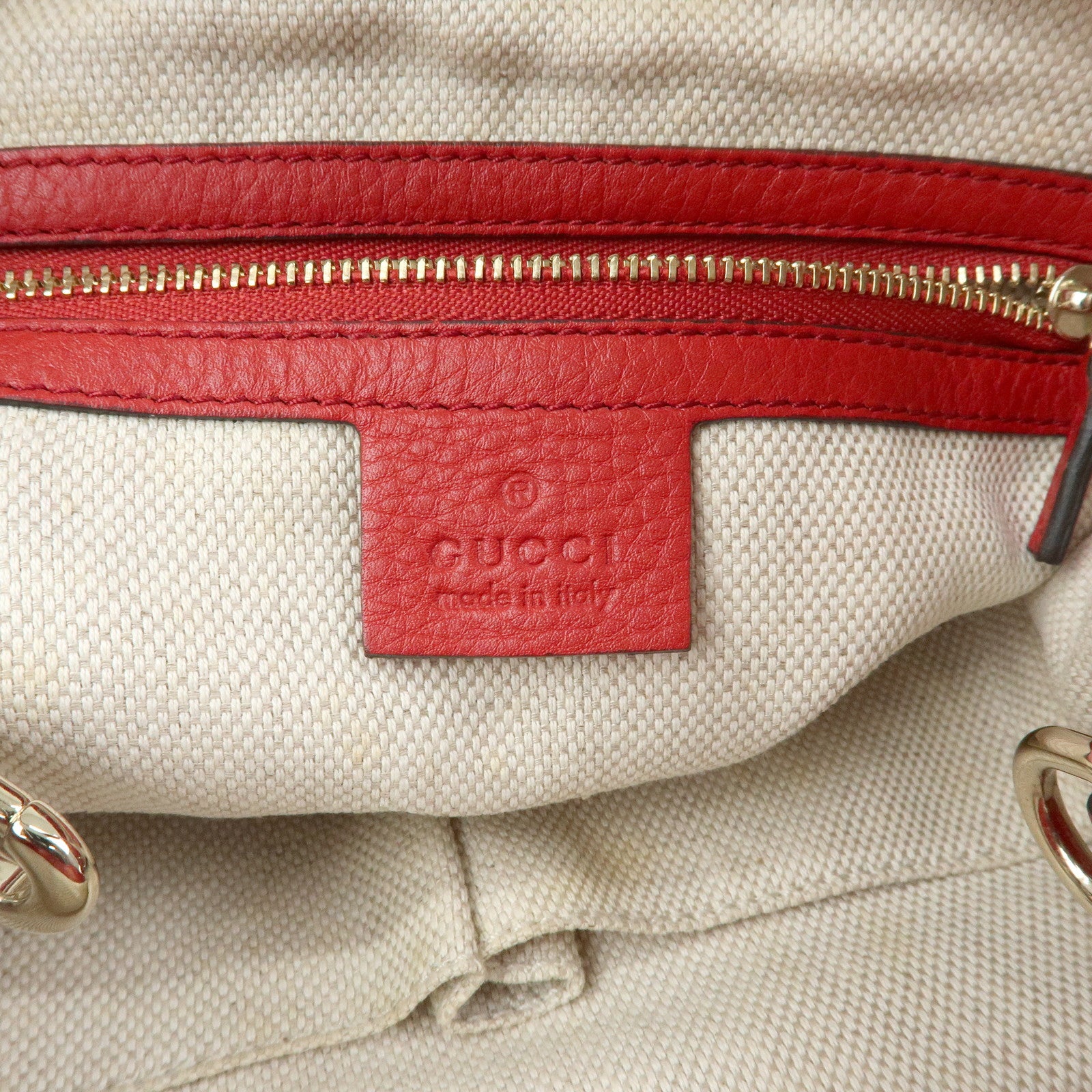 GUCCI SOHO Interlocking G Leather 2Way Bag Hand Bag Red 336751