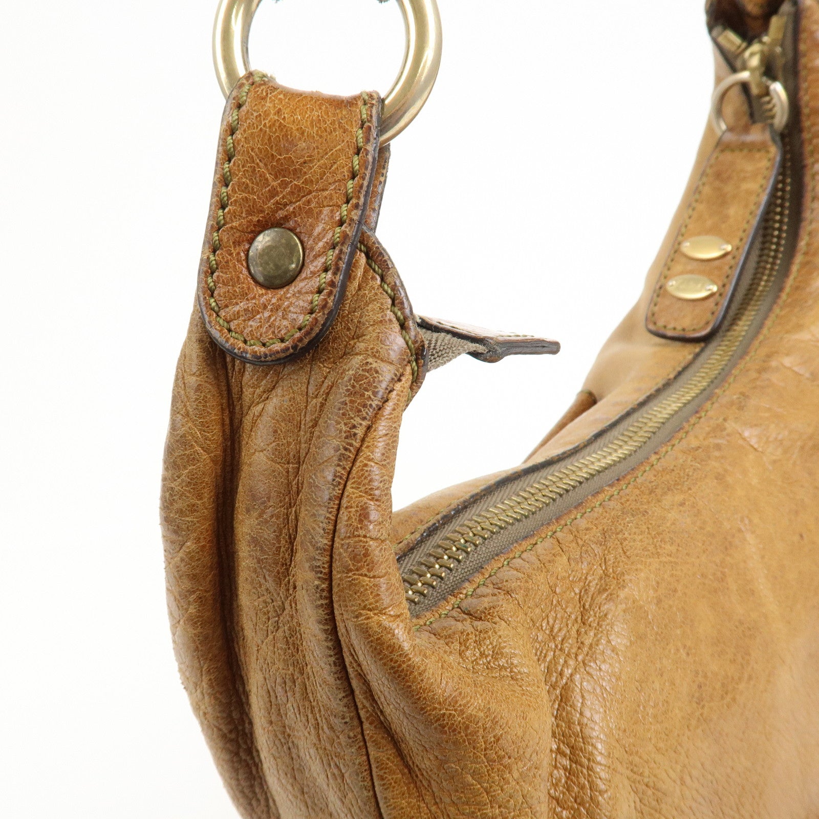 Chloe Leather Heloise Shoulder Bag Hand Bag Brown