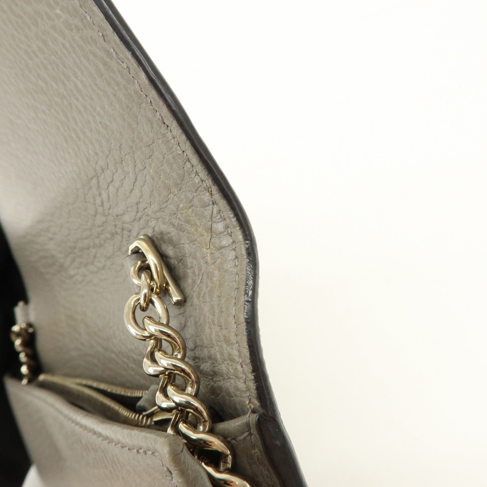 GUCCI Interlocking G Leather Chain Wallet Shoulder Bag Gray 510314