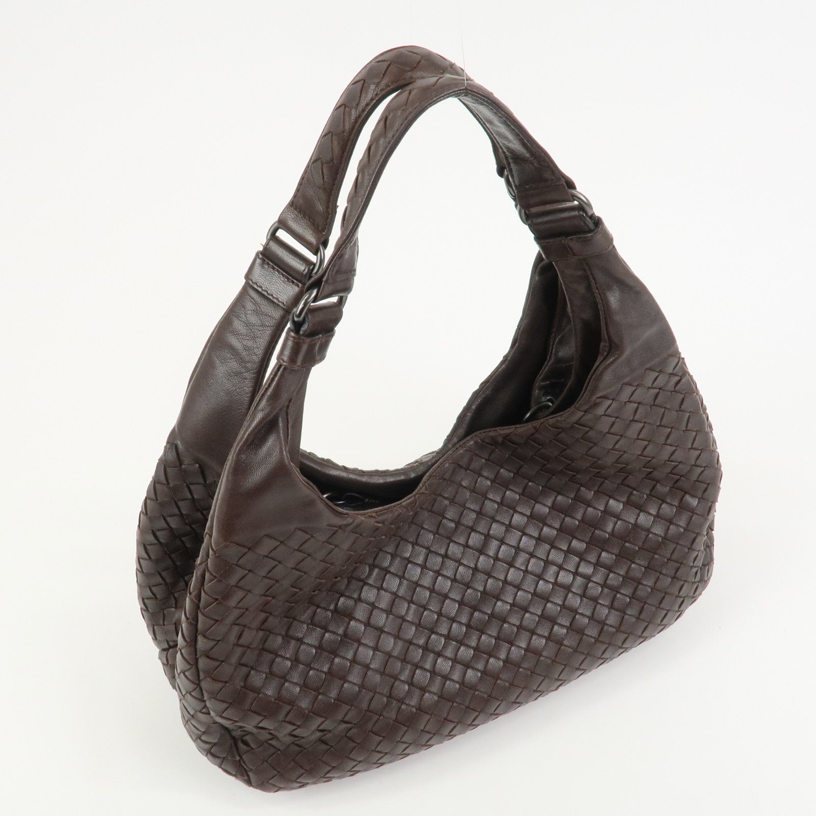 BOTTEGA VENETA Intrecciato Campana Shoulder Bag Brown 125787
