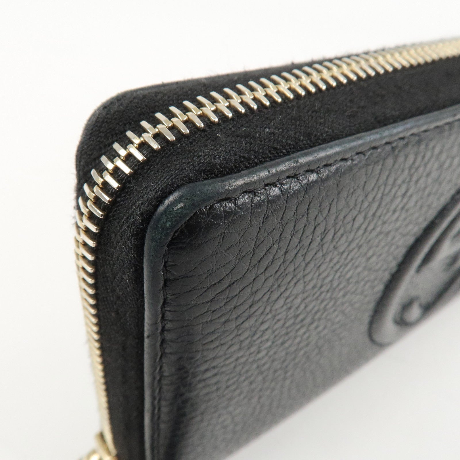 GUCCI SOHO Leather Zip Around Long Wallet Black Used