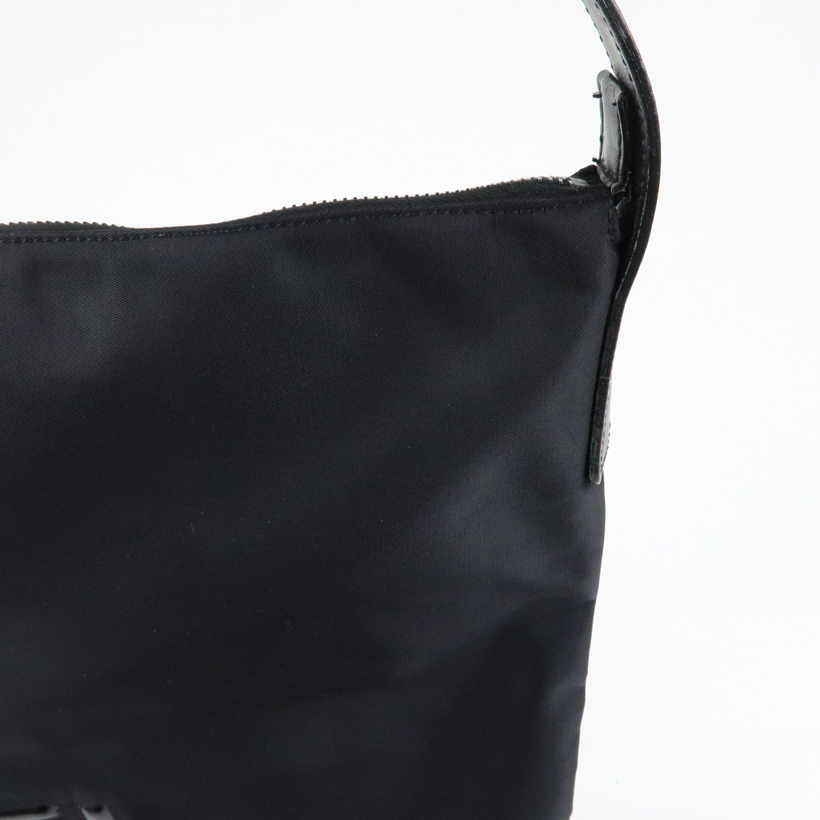 FENDI Logo Nylon Leather Shoulder Bag Hand Bag Black
