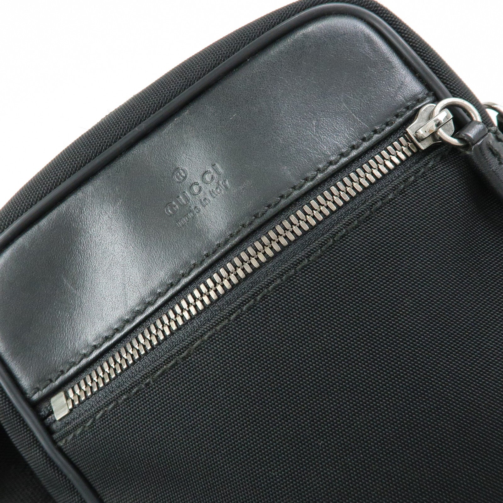 GUCCI Logo Canvas Leather Shoulder Crossbody Bag Black 101680