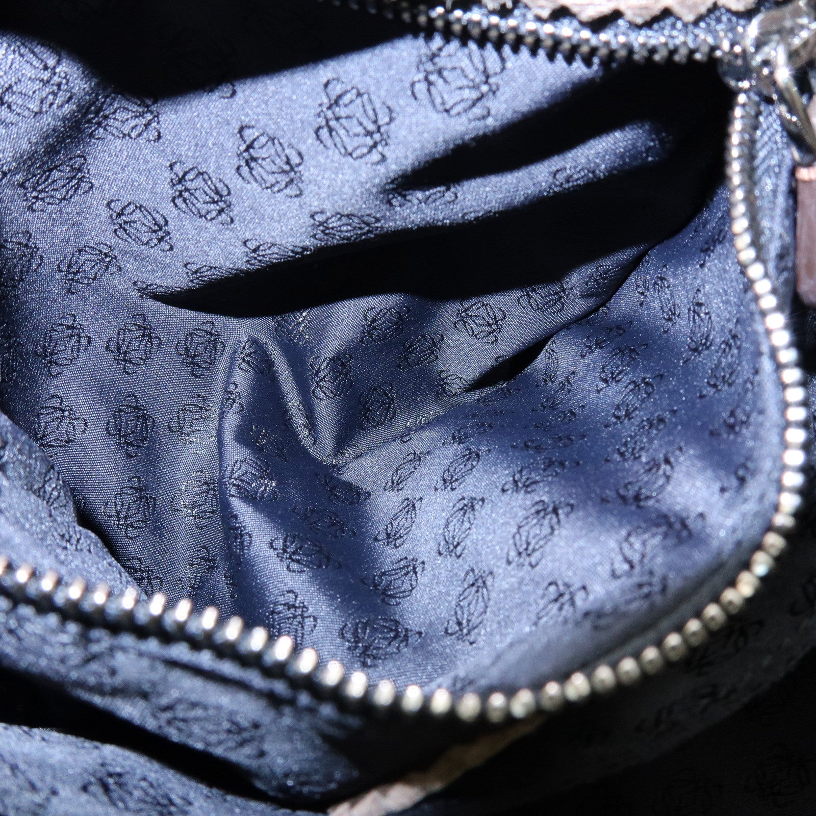 LOEWE Anagram Nappa Leather Drawstring Fringe Shoulder Bag Brown