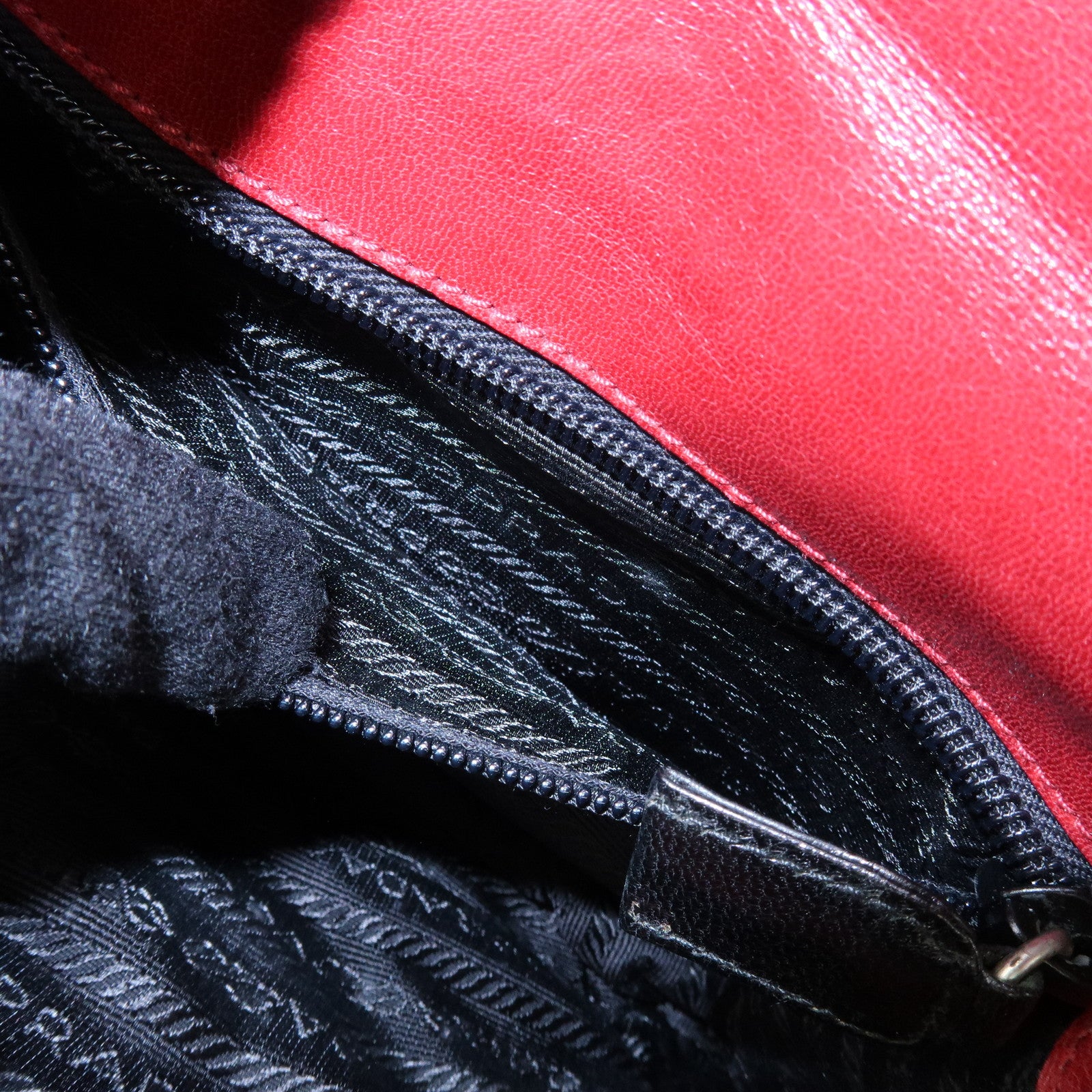 PRADA Logo Leather Plastic Chain Shoulder Bag Hand Bag Red