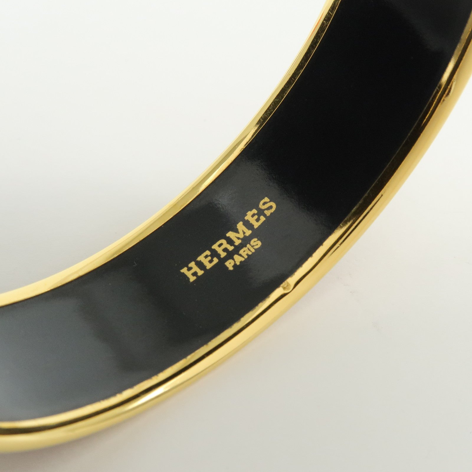 HERMES Email GM Bangle Gold Plated Bracelet Red