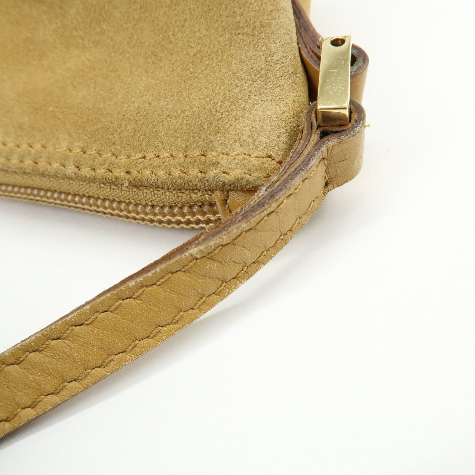 GUCCI Boat Bag Suede Leather Pouch Hand Bag Brown 039.1103