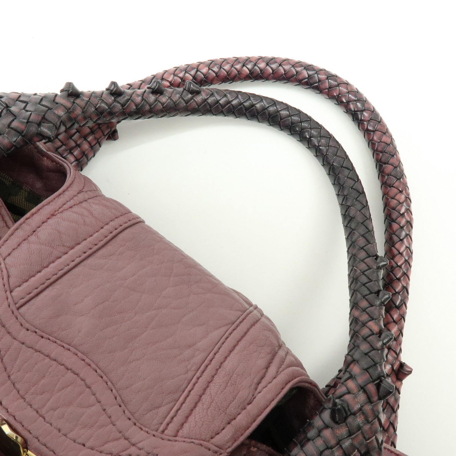 FENDI Leather Spy Bag Hand Bag Shoulder Bag Purple 8BR511