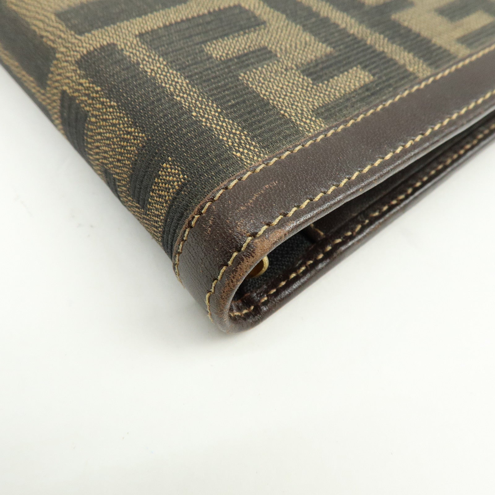 FENDI Zucca Canvas Leather Agenda Planner Cover Brown Black 30153