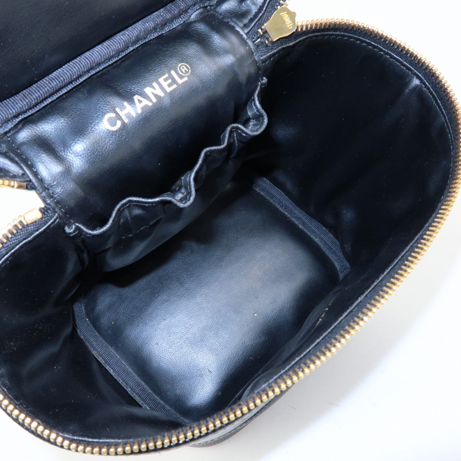 CHANEL COCO Mark Caviarskin Vanity Bag Hand Bag Black A01998