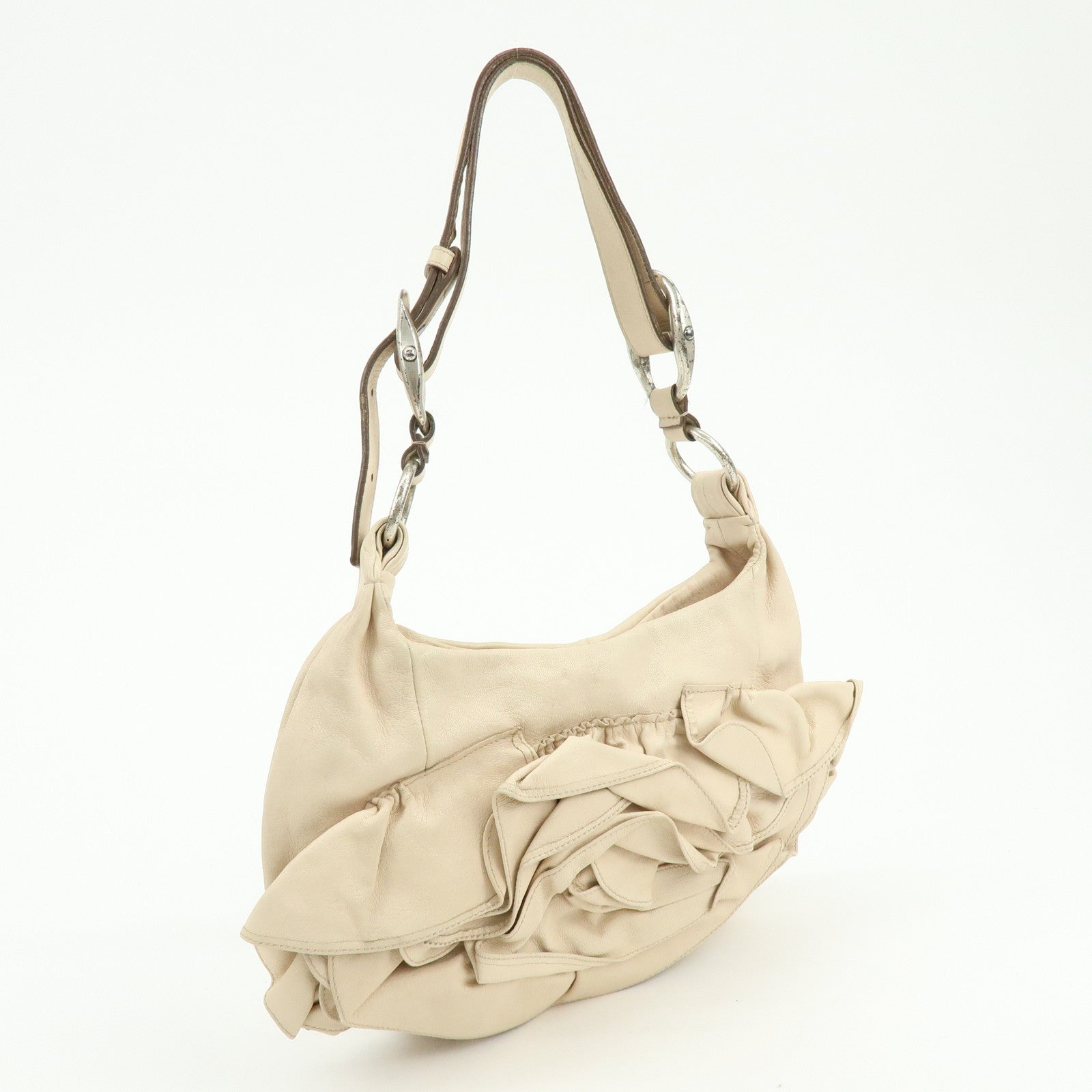 SAINT LAURENT PARIS YSL Nadja Shoulder Bag Light Beige 112937