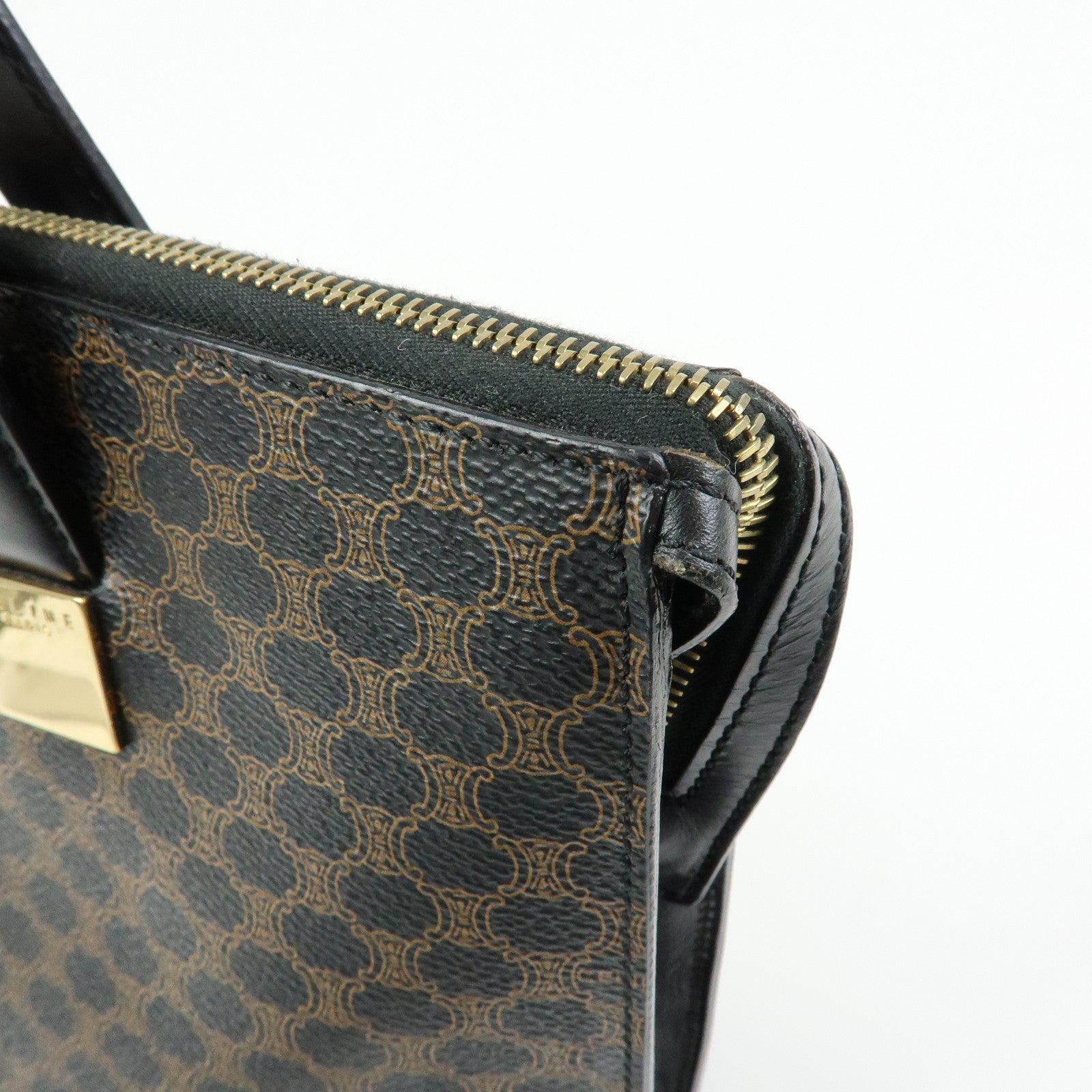 CELINE Macadam PVC Leather 2Way Bag Hand Bag Shoulder Bag Brown