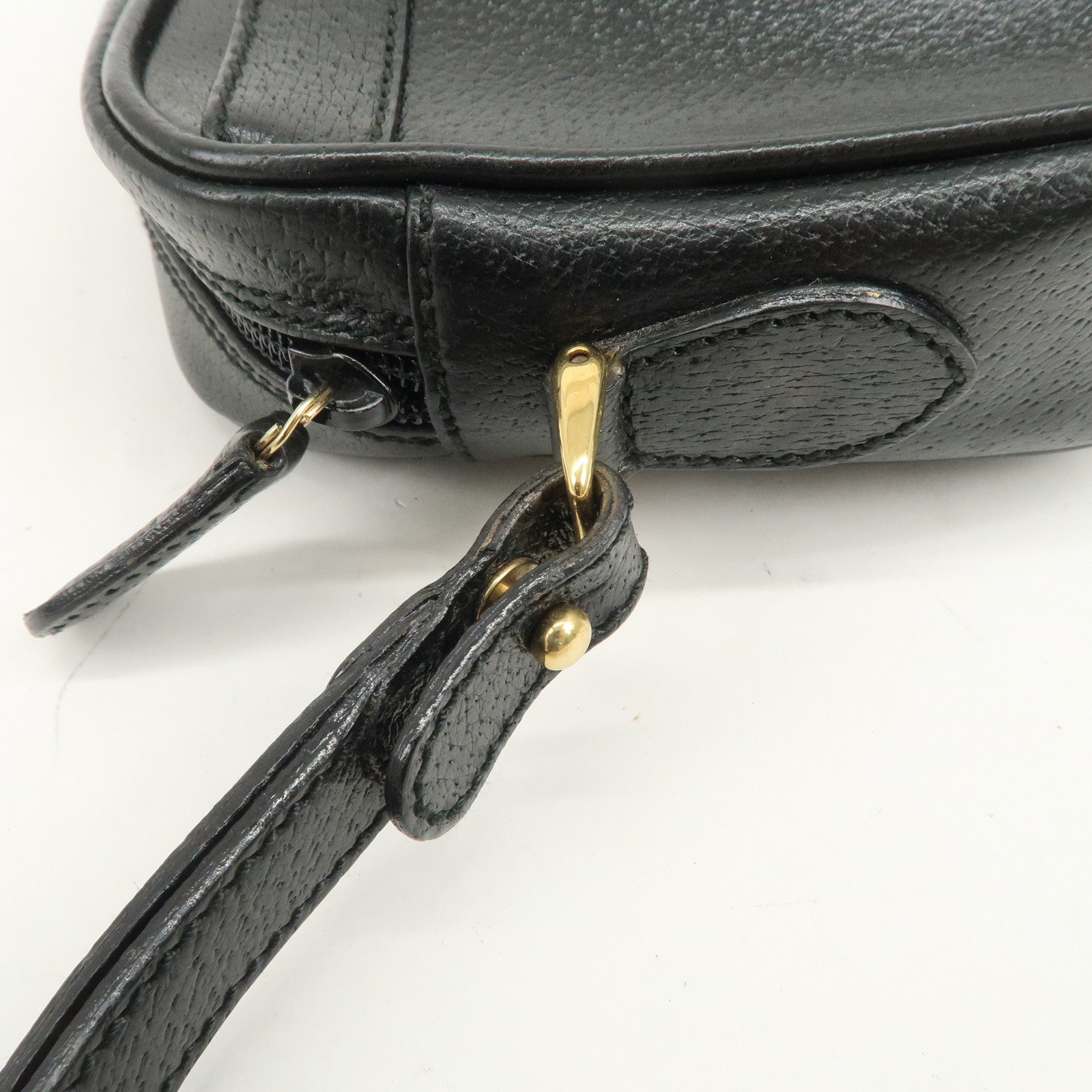 GUCCI Diamante Leather Clutch Bag Wristlet Bag Black 018・1095・3701