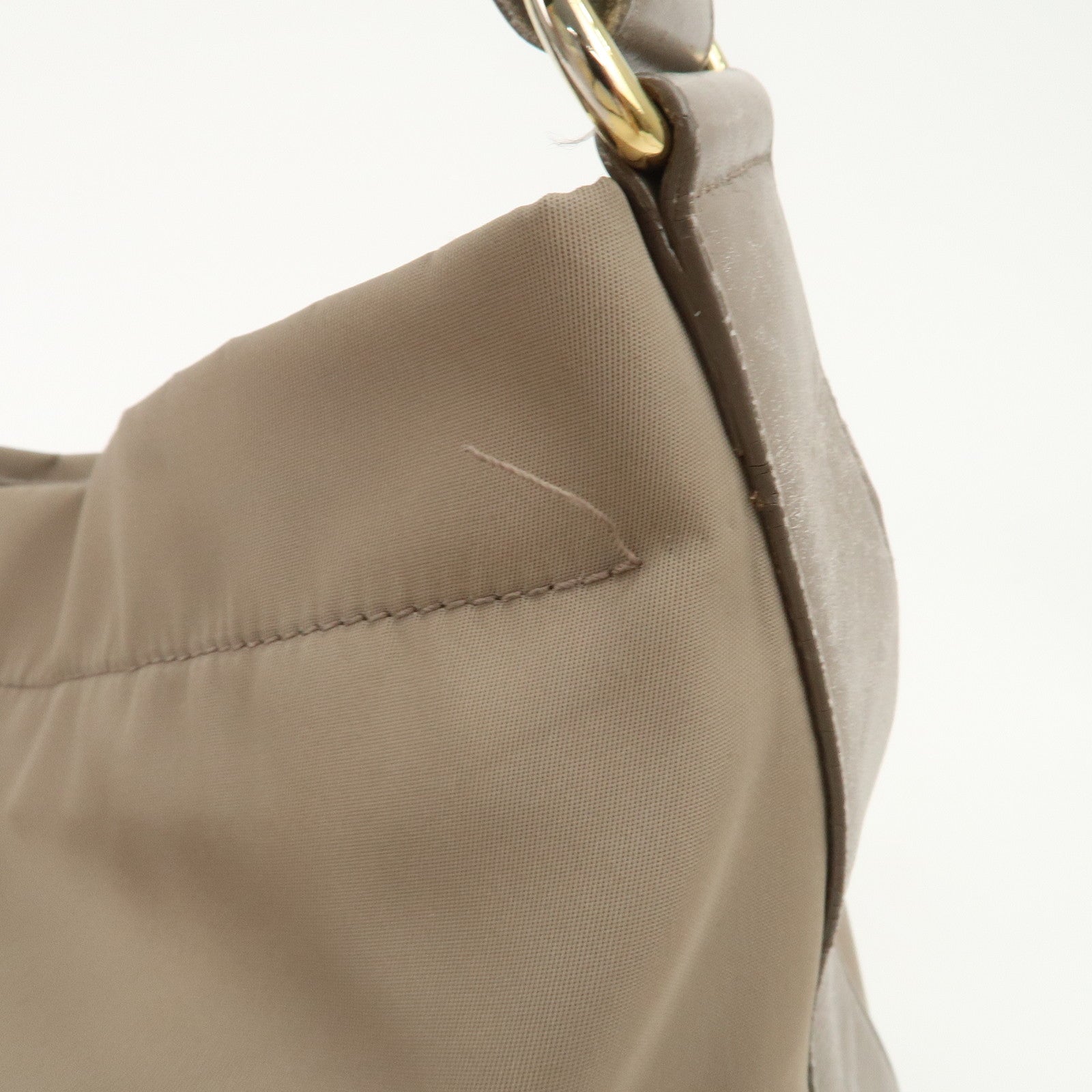 Ferragamo Vara Ribbon Nylon Leather Shoulder Bag Hand Bag Gray