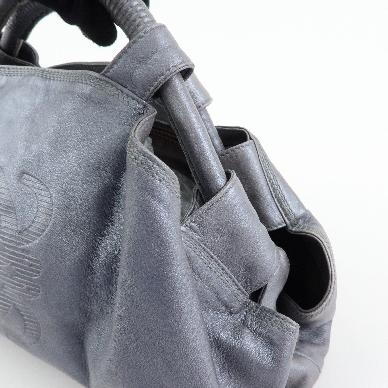 LOEWE Anagram Leather Nappa Aire Hand Bag Tote Bag Gray
