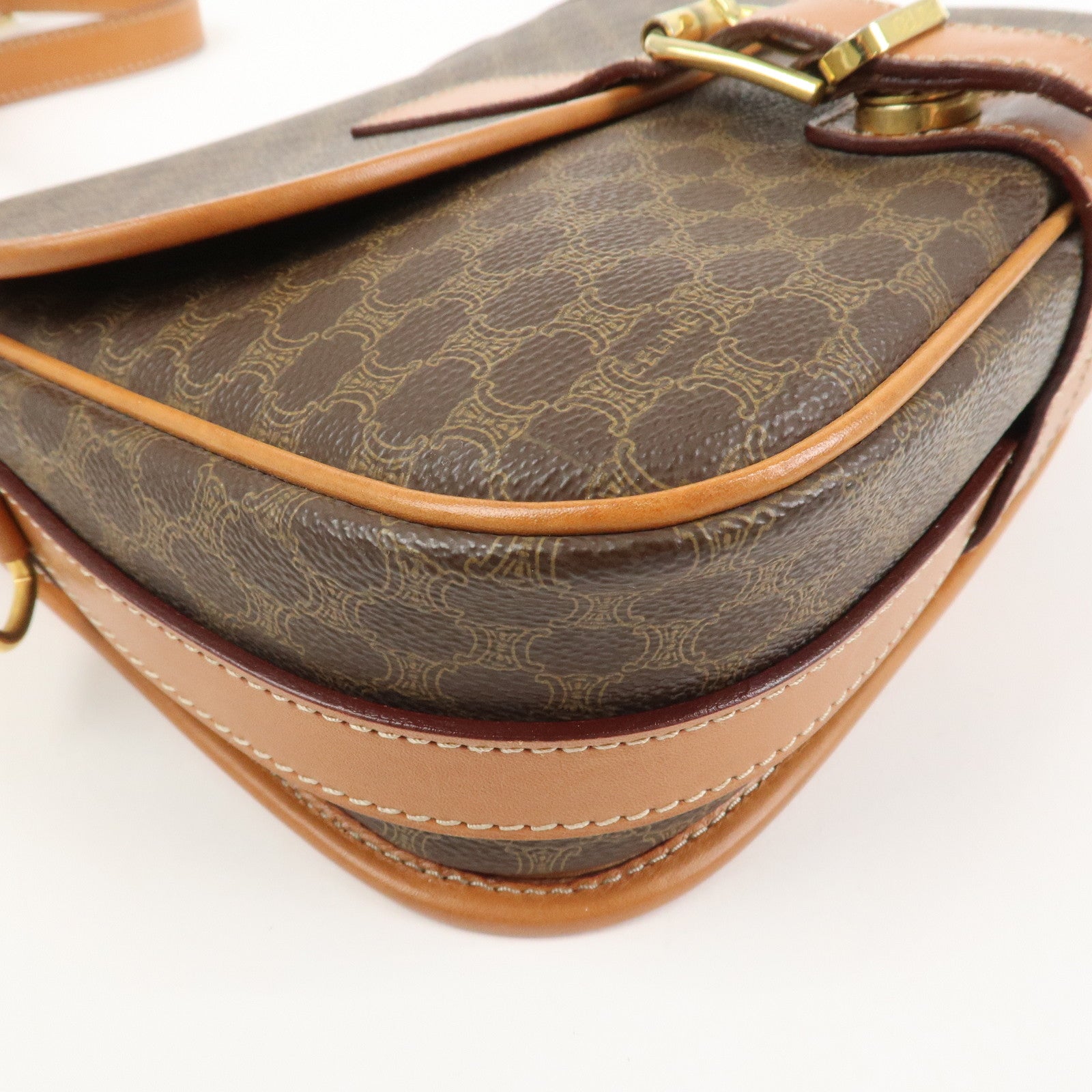 CELINE Macadam PVC Leather Shoulder Bag Crossbody Bag Brown