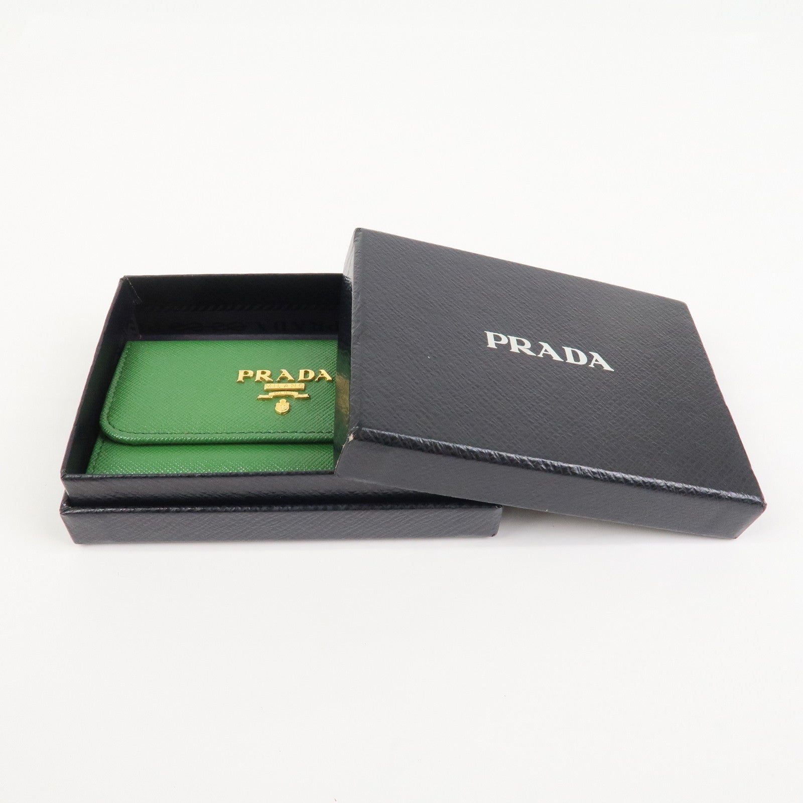 PRADA Logo Saffiano Leather 6 Rings Key Case Green 1M0222