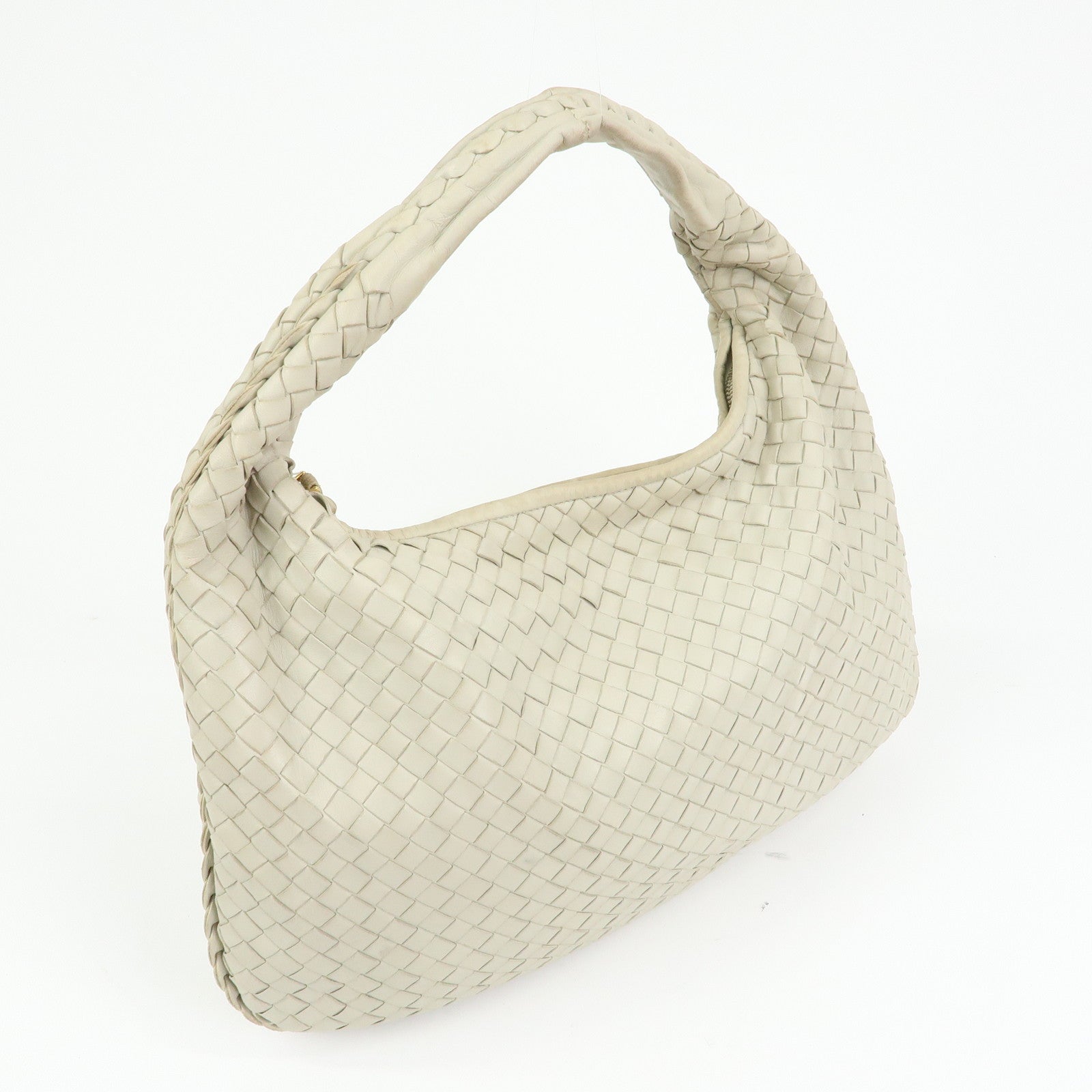 BOTTEGA VENETA Intrecciato Leather Shoulder Bag Hand Bag Ivory