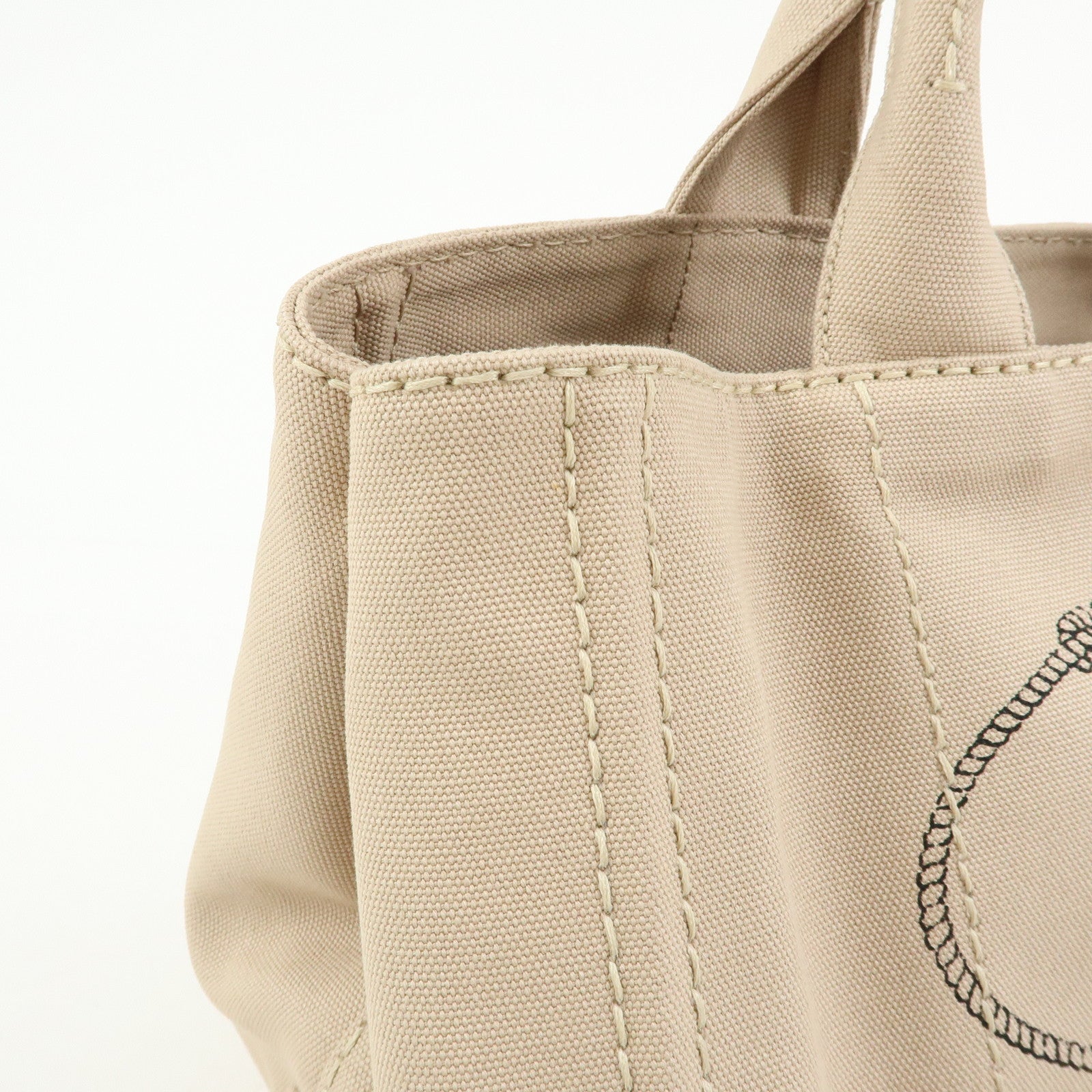 PRADA Canapa Triangle Logo 2Way Tote Hand Shoulder Bag Beige B1877G