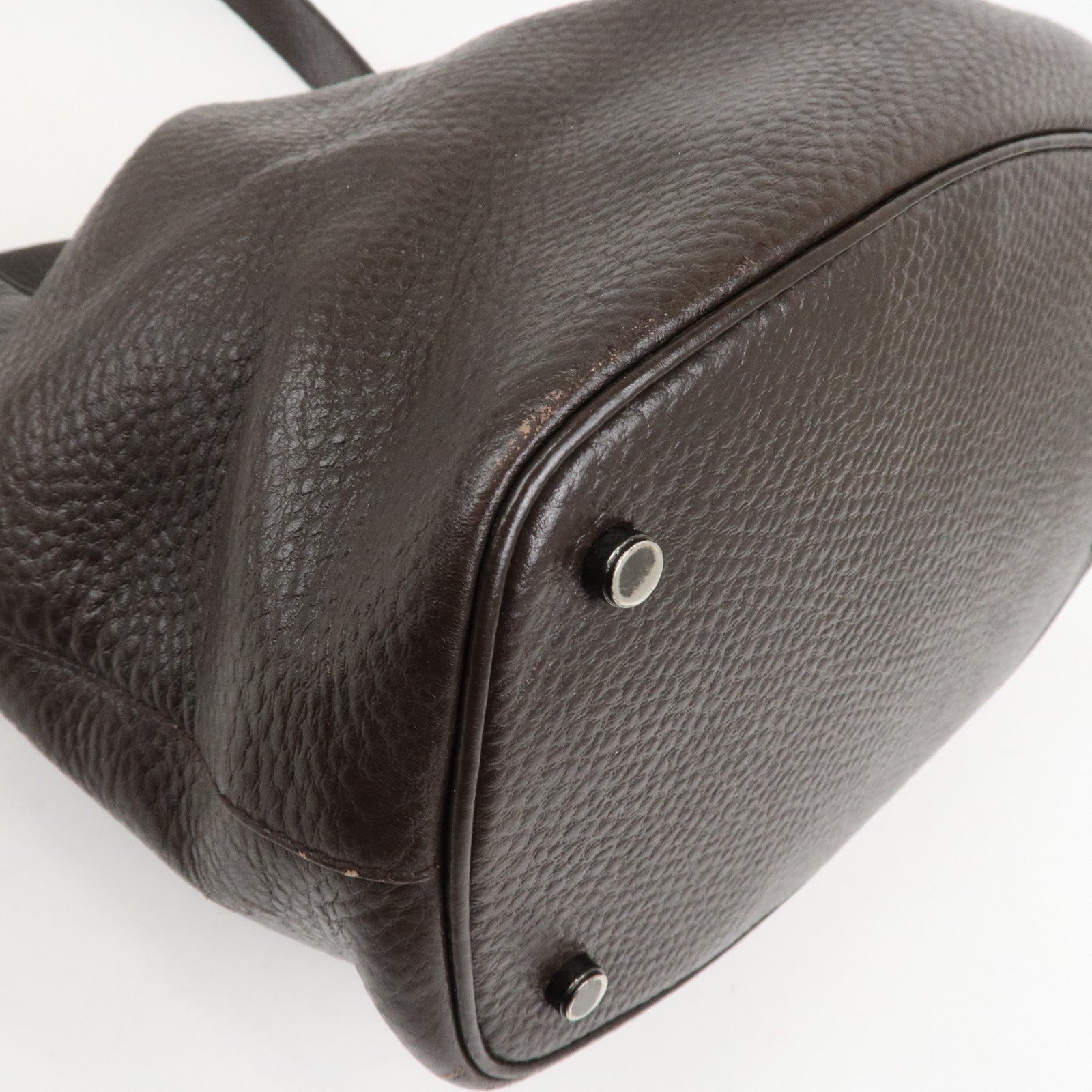 Ferragamo Gancini Leather Shoulder Bag Hand Bag Brown