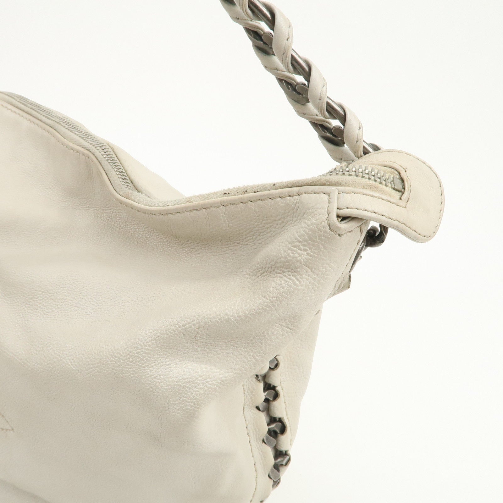 CHANEL COCO Mark Caviarskin Chain Tote Bag Shoulder Bag Ivory