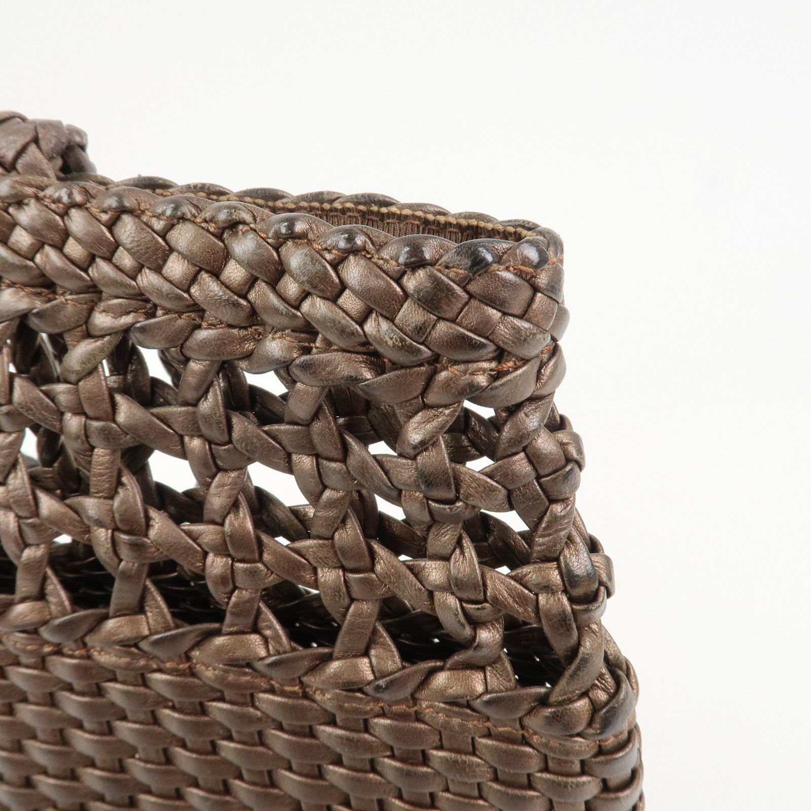 Ferragamo Gancini Logo Leather Tote Bag Shoulder Bag Brown