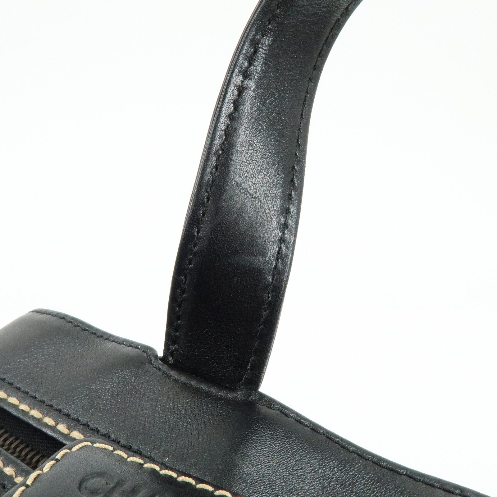 CHANEL Wild Stitch COCO Mark Calf Leather Hand Bag Tote Bag Black