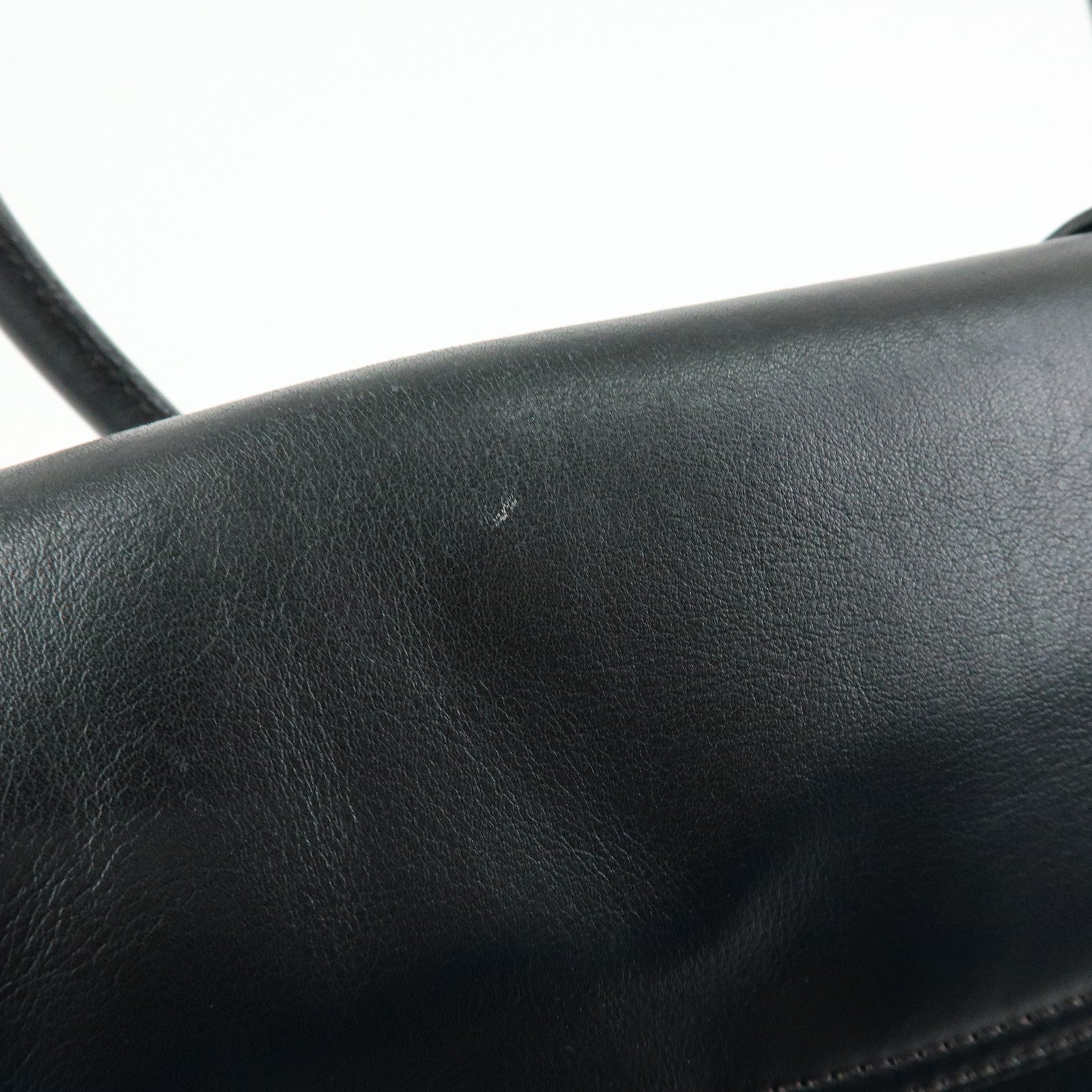 CHANEL COCO Mark Calf Leather Boston Bag Hand Bag Black