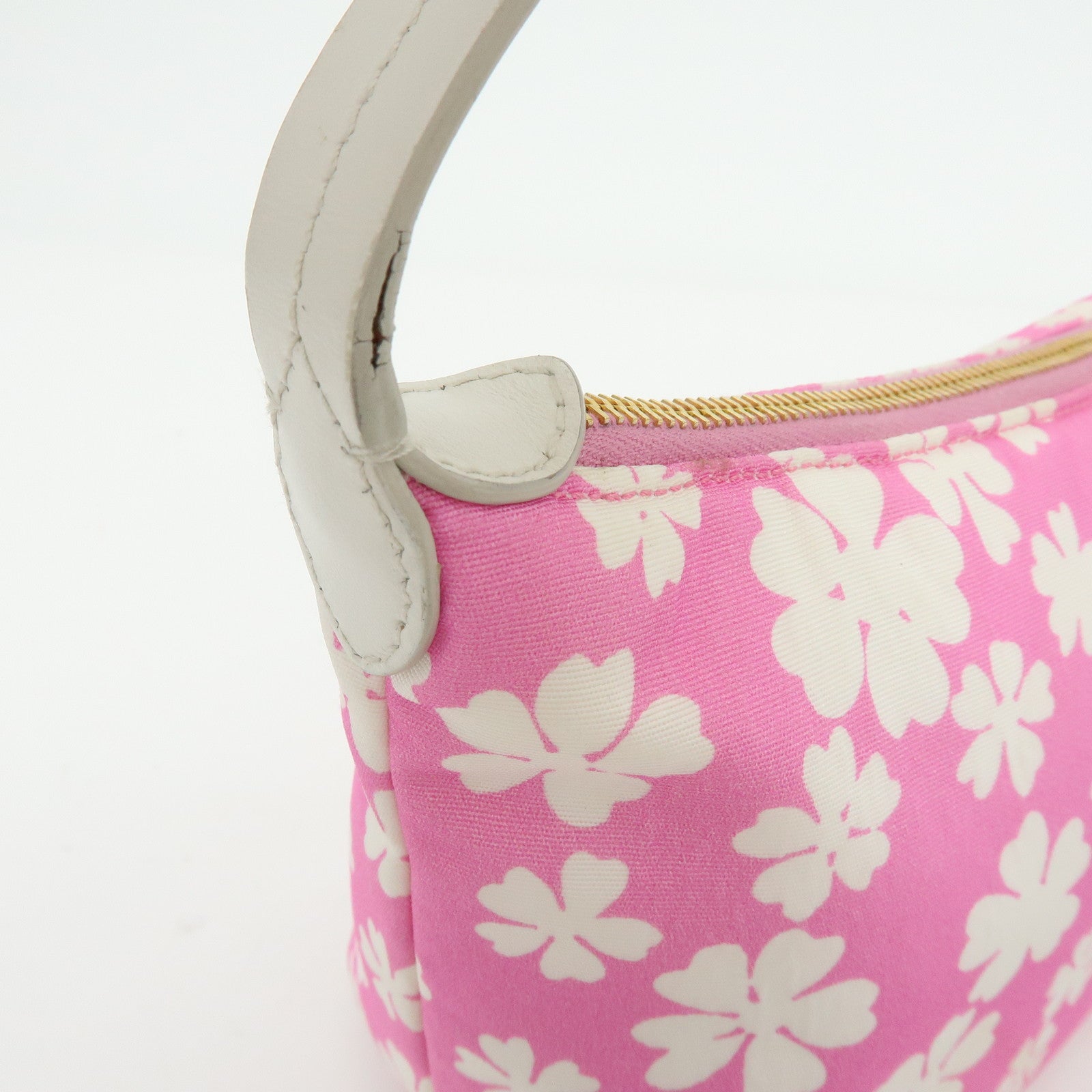 MIU MIU Spirit Canvas Leather Mini Hand Bag Pink White 5NE841
