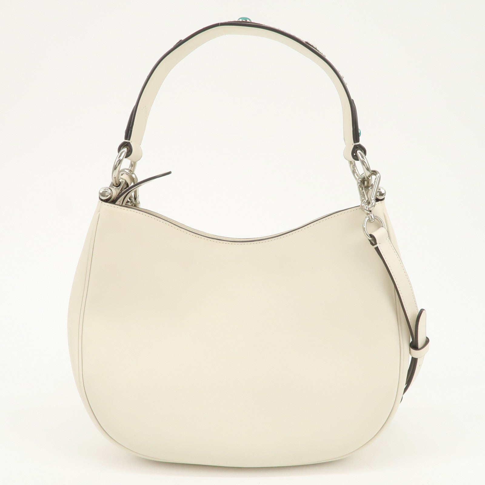 COACH Logo Calf Leather 2Way Bag Shoulder Bag Hand Bag Ivory 57119