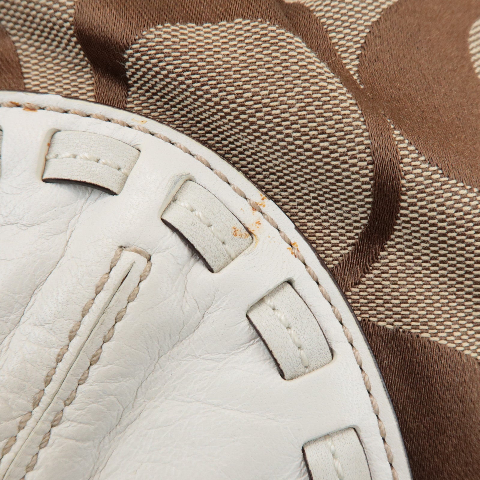 COACH Signature Canvas Leather Shoulder Bag Brown White