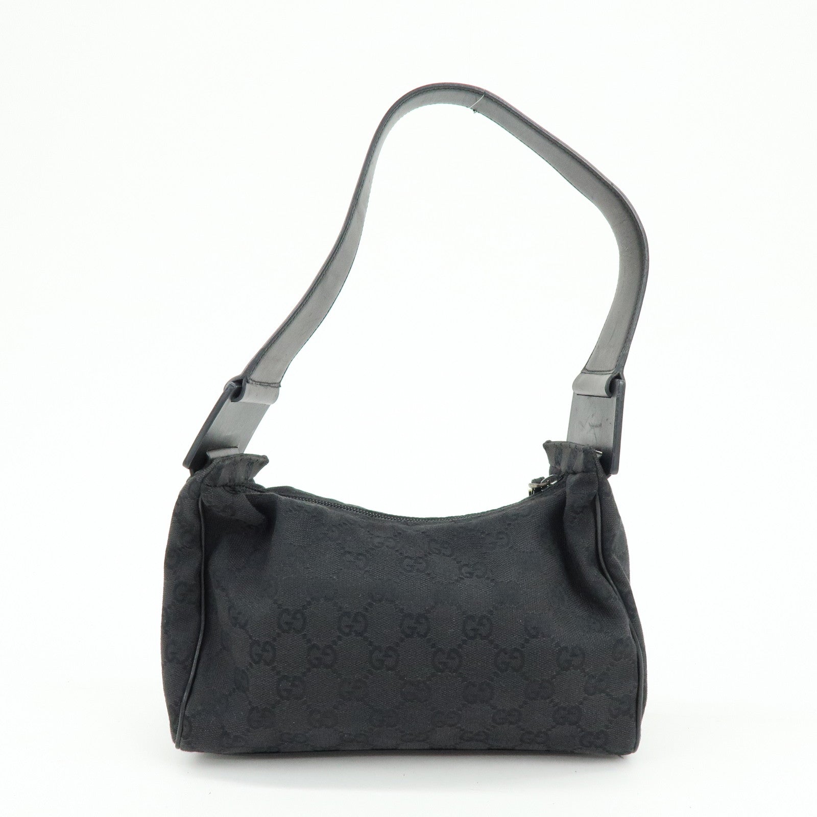 GUCCI GG Canvas Leather Shoulder Bag Hand Bag Black 92699