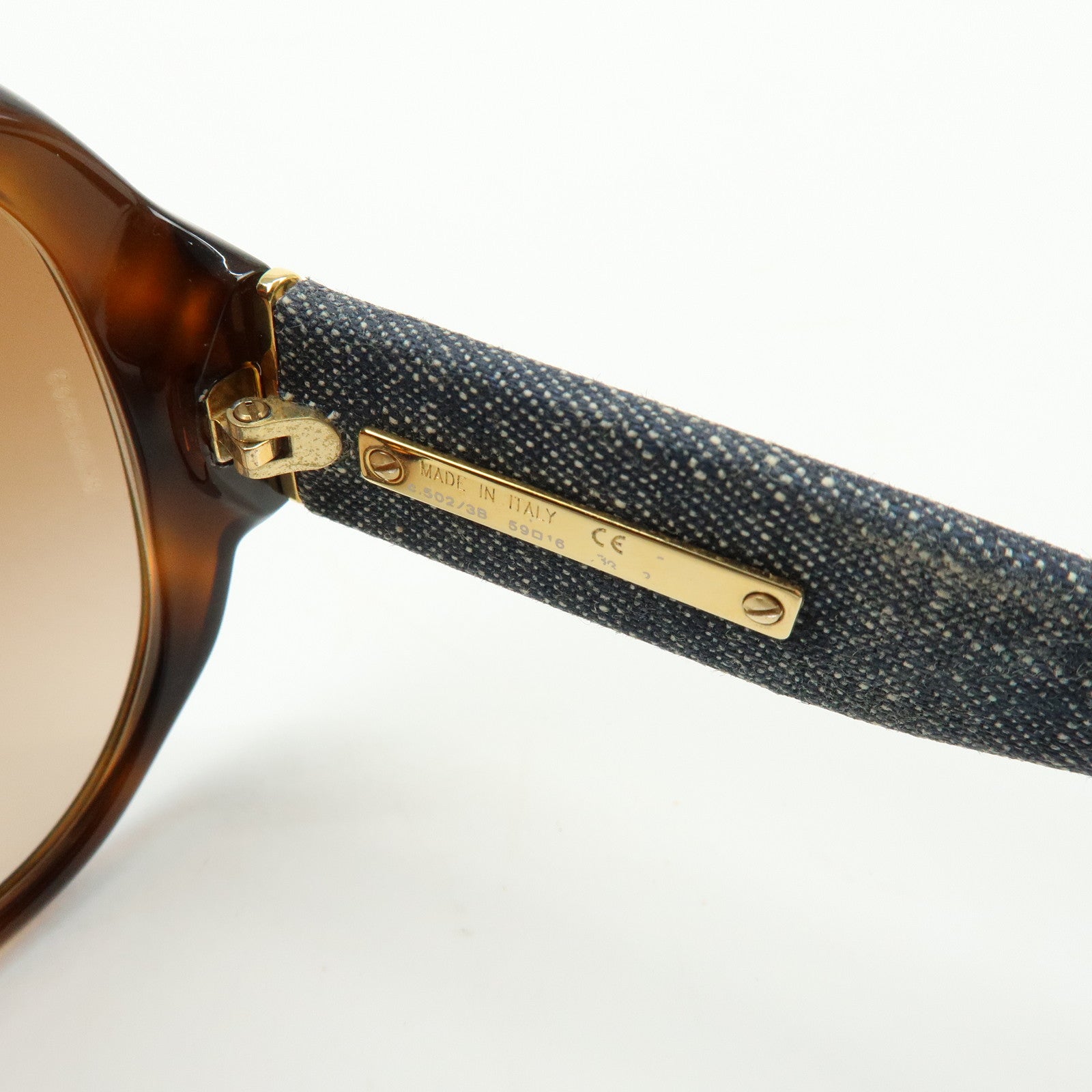 CHANEL COCO Mark Plastic Denim Sunglasses 59□16 Brown Black 5163-A