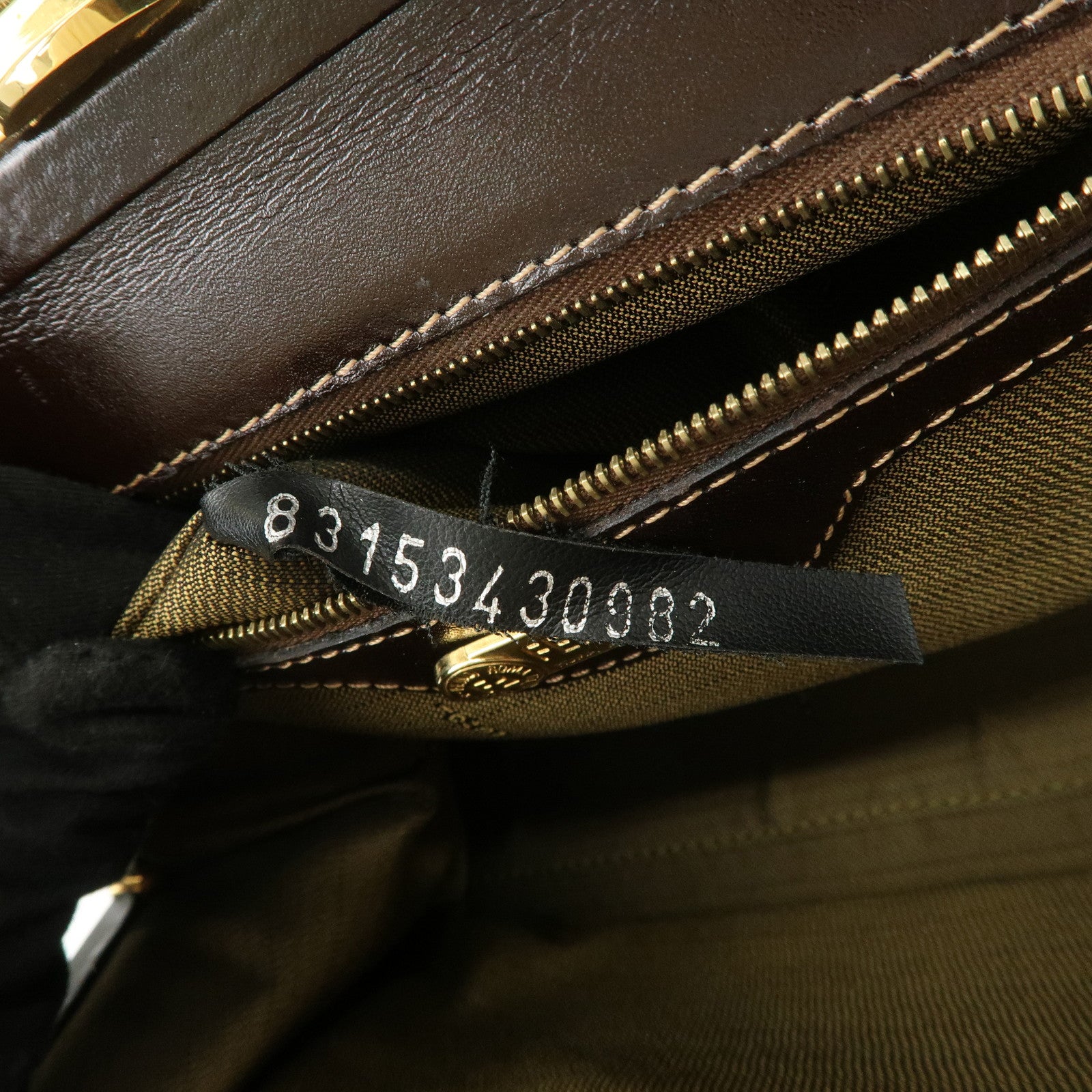 FENDI Zucca Canvas Leather Shoulder Bag Hand Bag Brown Black