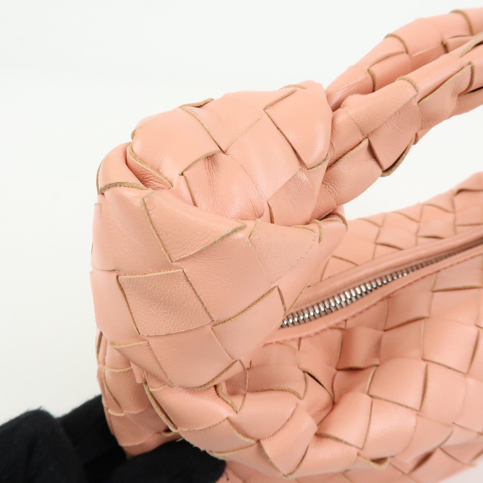 BOTTEGA VENETA Mini Jodie Intrecciato Leather Hand Bag Pink