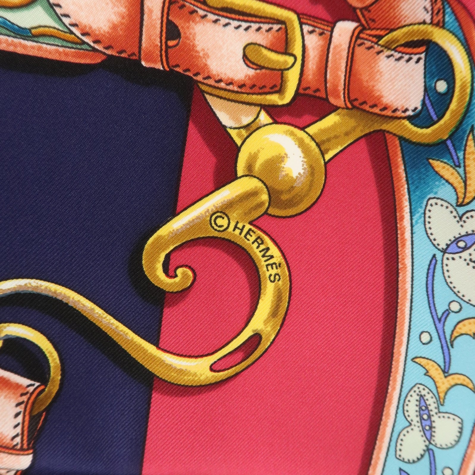 HERMES Carre 90 Silk 100% Scarf Festival Pink Multicolor