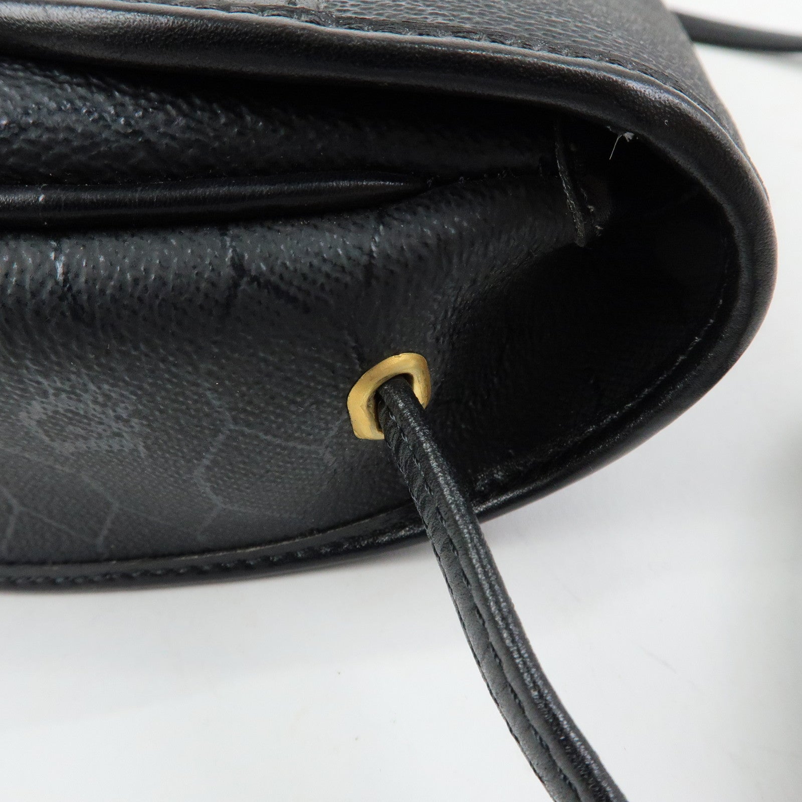Christian Dior Honeycomb PVC Leather Shoulder Bag Crossbody Black
